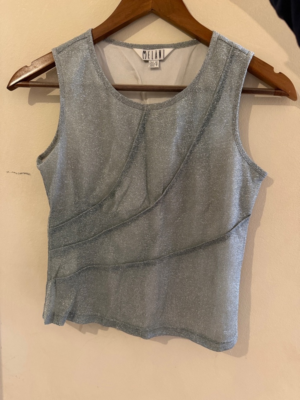 Shimmer Tank Top in Light Silver-Blue